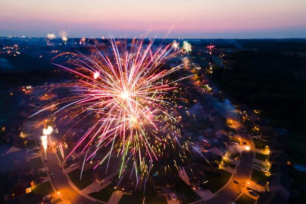 fireworks over the city