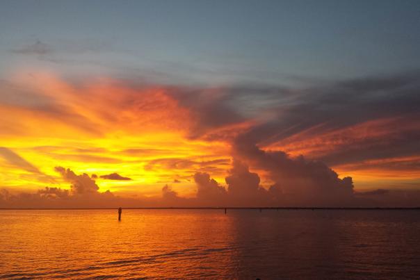 Late summer sunset as seen from Fishermen's Village in Punta Gorda, Florida.