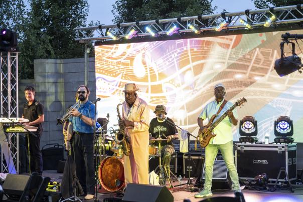 Band playing at Color of Summer 2022 event at the Columbus Museum of Art