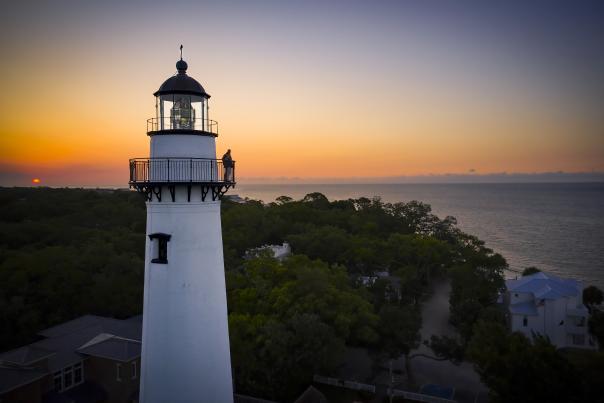 St. Simons Island lighthouse at sunset