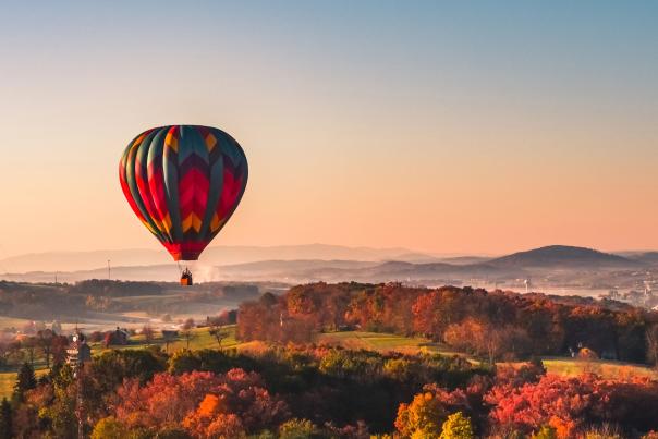 Aerial of Harrisonburg in the Fall