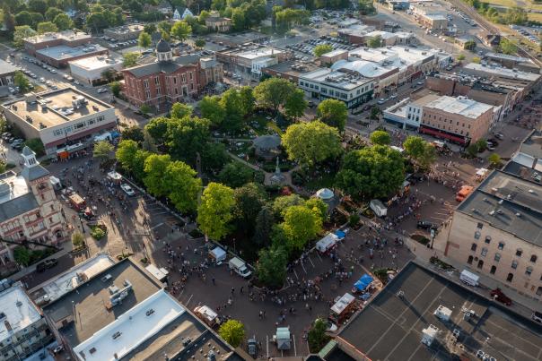 Aerial of the Woodstock Square