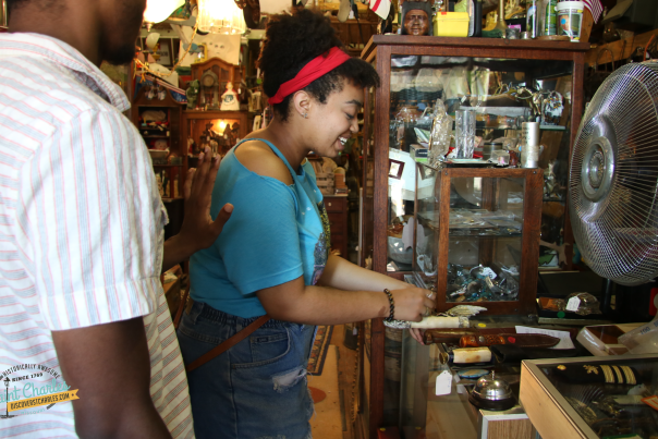 Man and woman shopping at an antique store in St. Charles, MO