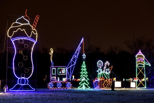 The Blue Jacket Fantasy of Lights display for the Christmas holiday season at Franke Park in Fort Wayne