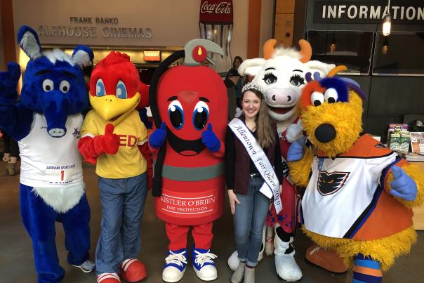 A group of Lehigh Valley mascots at PPL Center in Allentown, PA