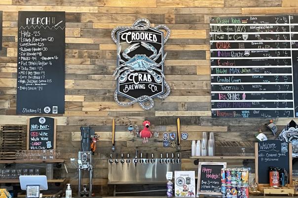 Crooked Crab Brewing Co. beer menu.