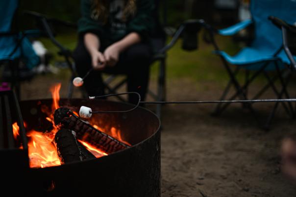 Camping and smores at Honeyman