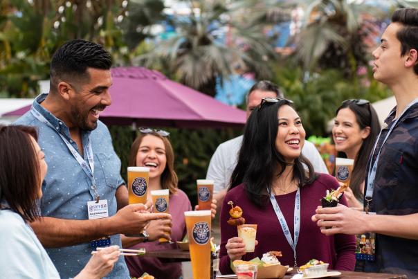 Group of friends Seven Seas Food Festival at SeaWorld San Antonio