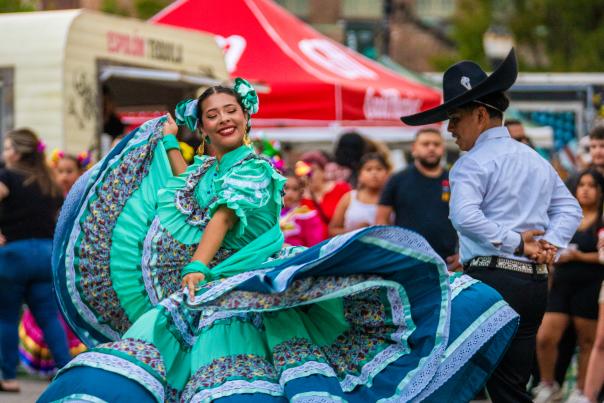 Casart Foundation dancers performing at the Hispanic Heritage Festival in downtown Lansing.