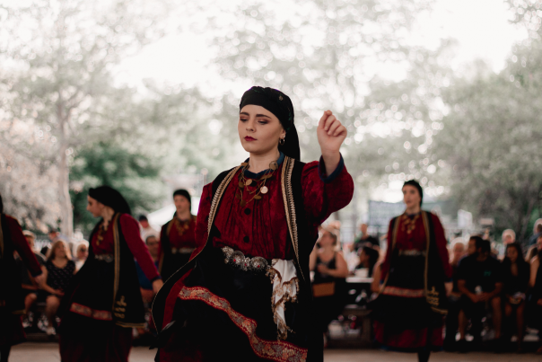 Greek dancing girl in costume
