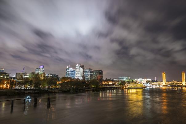 Water Skyline Night Photo