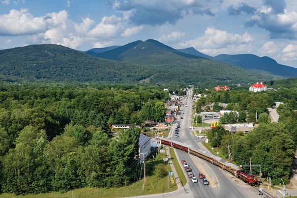 Lincoln, NH aerial view of town
