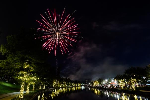 Fireworks along The Woodlands Waterway
