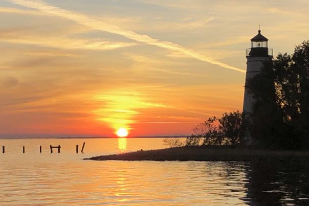 Madisonville Lighthouse, taken by cc, sunset
