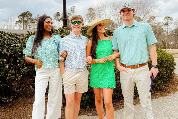 Group of Friends Dressed for the Masters Tournament