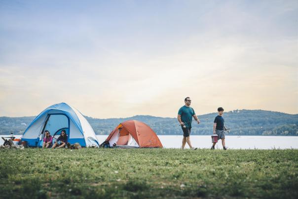 Camping Family Summer Spring Lake
