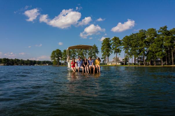 Friends on a boat at Lake Murray