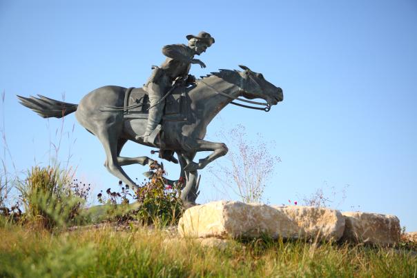 Pony Express Horse & Rider Statue