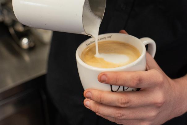 Latte being poured