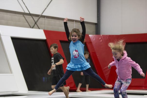 Young Children jumping at Site Trampoline