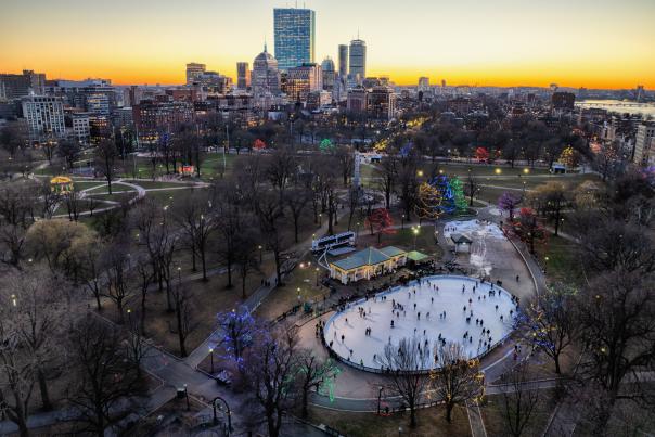 Aerial of frog pond skating taken in 2023.