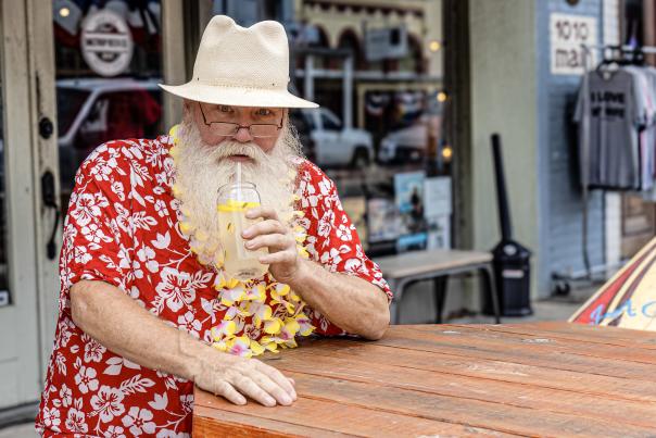 Santa Sipping Lemonade