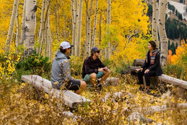 Friends Hiking Little Cottonwood Canyon in the Fall