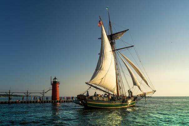 Tall Ship Friends Good Will and pier.