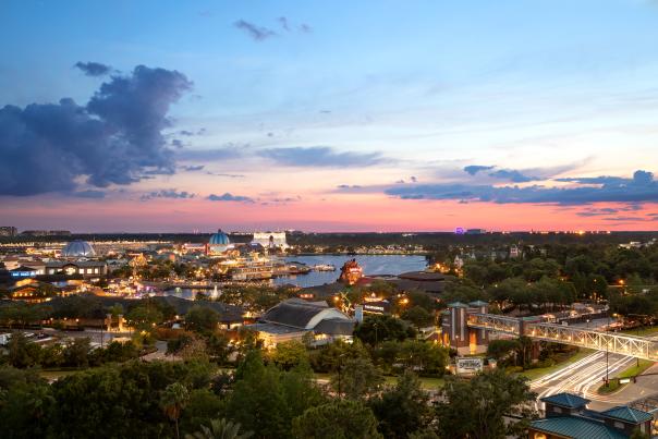View of Disney Springs from Hilton Orlando Lake Buena Vista