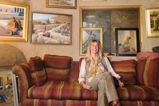 A visitor at Dixon Studio Tour
