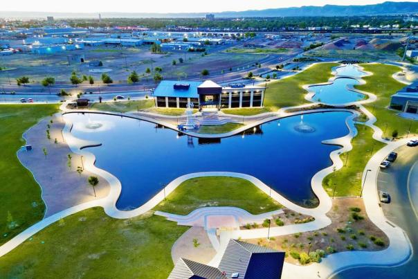 Overhead View of Butterfly Pond at Las Colonias Park