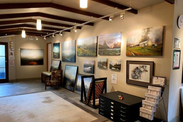 Art display at the David John Art Gallery, Arrowtown