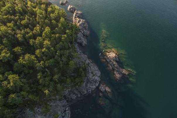 Overhead View Of Lake Superior In Marquette, MI