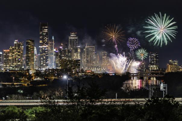 Fireworks and Austin skyline. Credit Gino Barasa