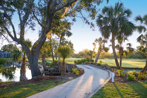 Golf cart bridge over water at Riverwood Golf Club in Port Charlotte, Florida