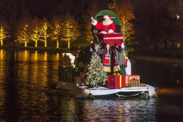 Santa on The Woodlands Waterway