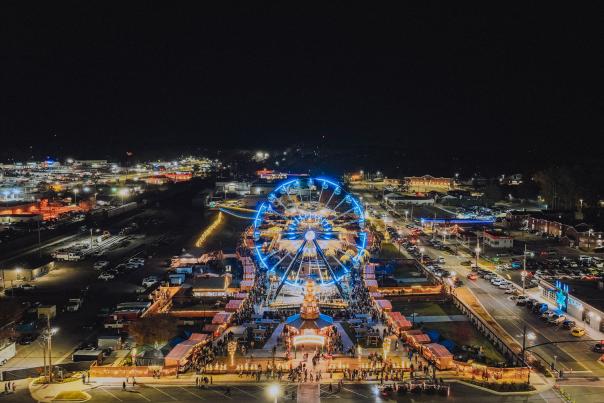 The night is all lit up during the Cullman Christkindlmarkt.