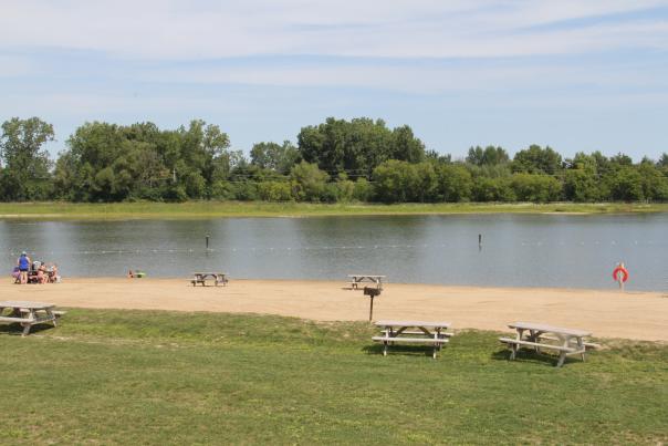 The beach at Lake Callis in Davison, Michigan