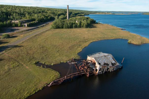 Aerial shot of the dredge