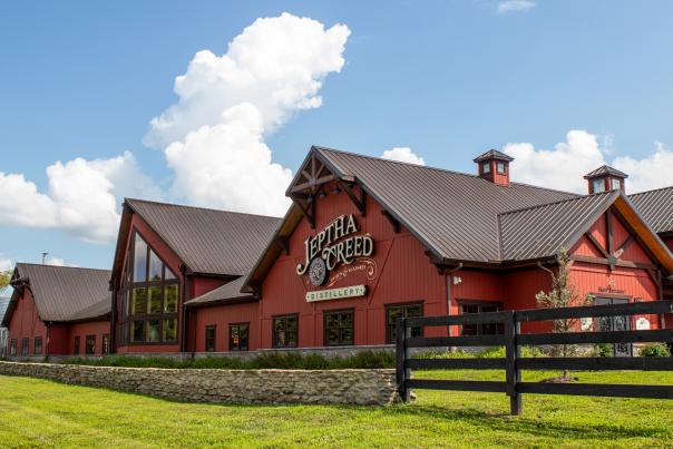 Exterior photo of Jeptha Creed Distillery, which is located in Shelby County, Kentucky, and is on the Kentucky Bourbon Trail Craft Tour®.