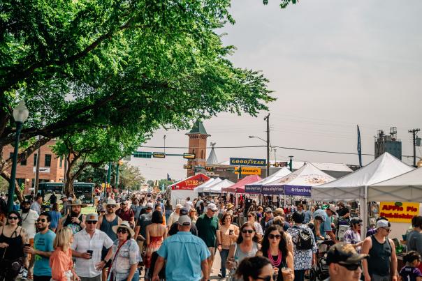 Crowd of people at Main Street Fest in Grapevine, Texas