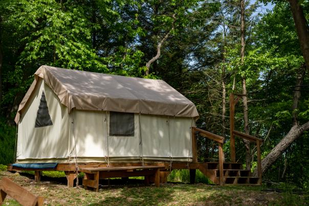 A glamping tent awaits at Blue Mountain in the Poconos