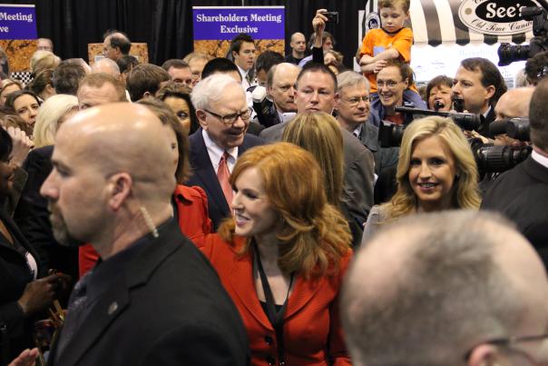 Warren Buffet in a Crowd at Berkshire Hathaway Meeting