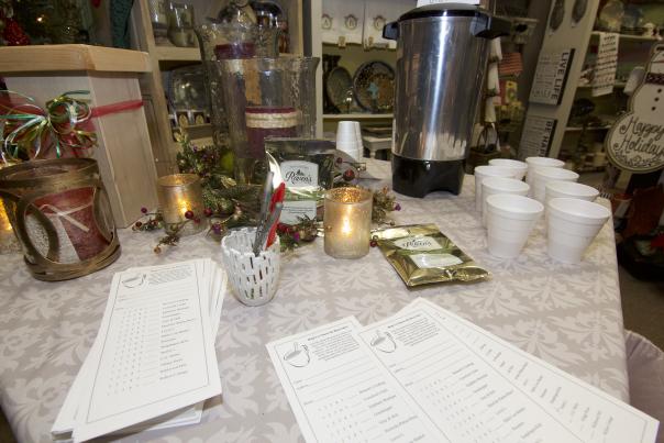 Apple Cider samples along with rating cards.