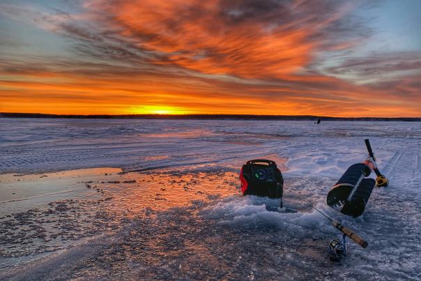 Ice Fishing Sunset