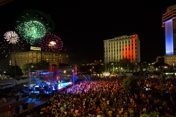 Riverfest fireworks over downtown Wichita