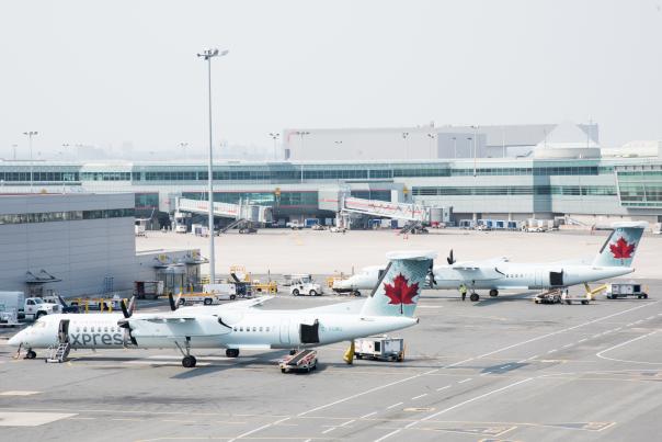 Air Canada planes on the tarmac at Pearson International Airport