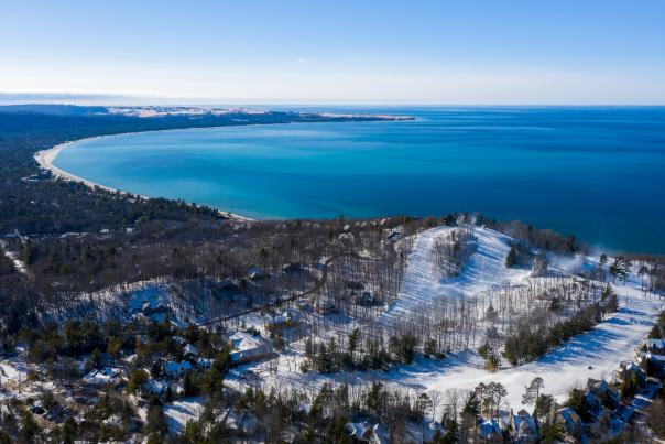 Aerial View of Bay Mountain Ski Area and Sleeping Bear Bay