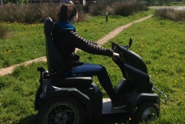lady on a tramper in countryside