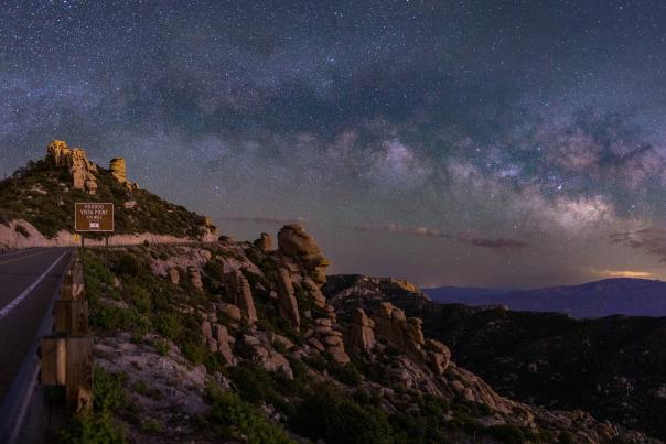 Mt. Lemmon at night with a dark sky full of stars